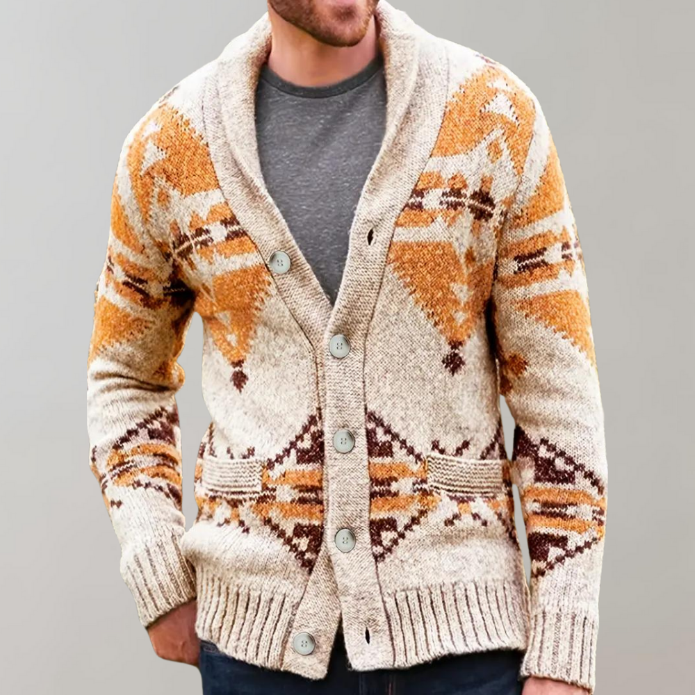 Klassische Boho-Strickjacke für Männer, warm und stilvoll für kalte Herbst- und Wintertage