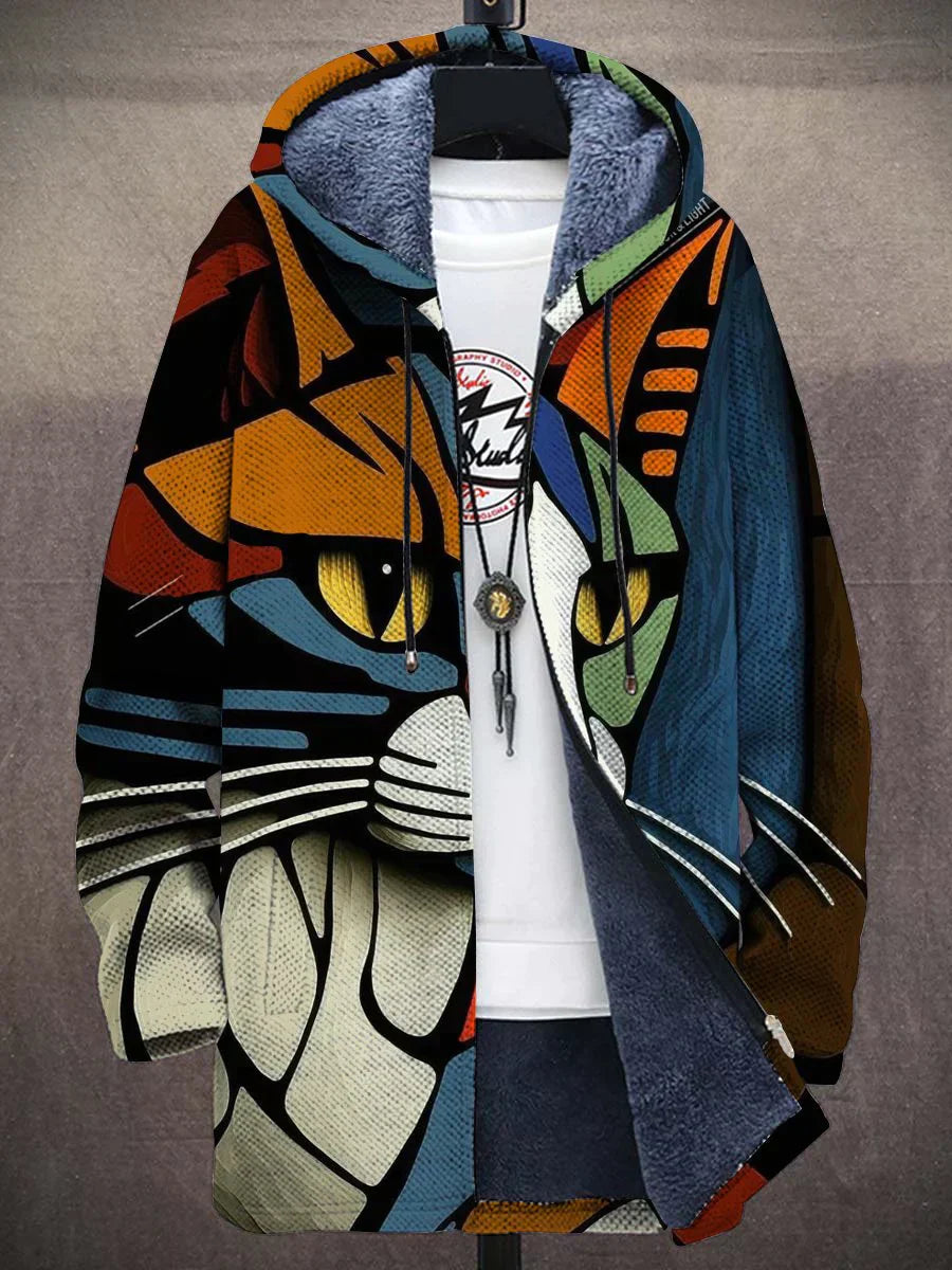 Warmer Katzen-Kapuzenpullover für Männer, kuschelig und stylisch, ideal für kalte Tage