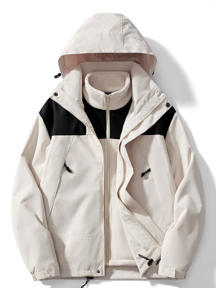 Wasserdichte warme 3-Lagen-Winterjacke, schützt vor Kälte und Nässe bei extremem Wetter.