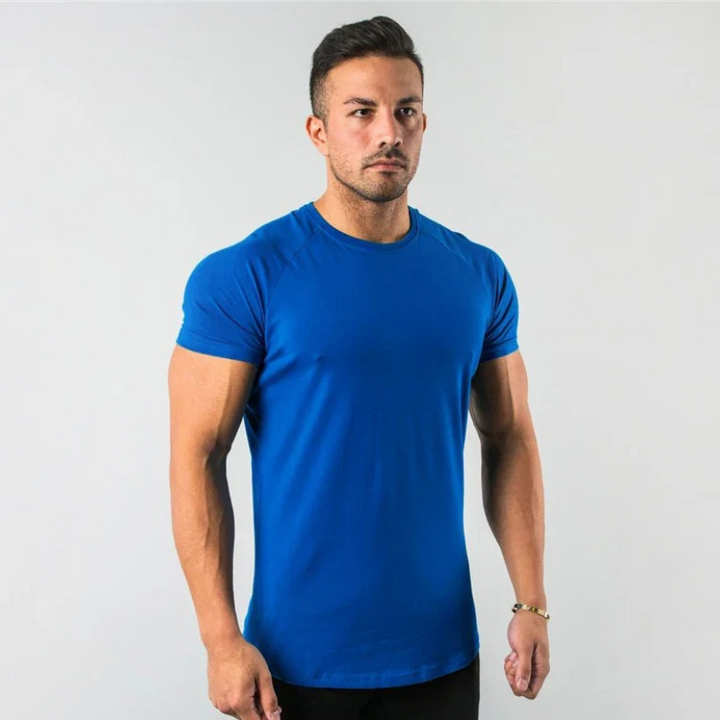 Kurzärmeliges, atmungsaktives Sport-T-Shirt für Männer für das Sommertraining.