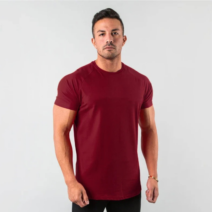 Kurzärmeliges, atmungsaktives Sport-T-Shirt für Männer für das Sommertraining.