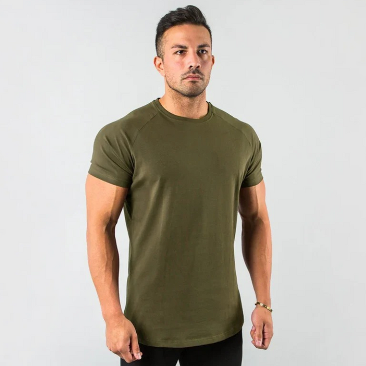 Kurzärmeliges, atmungsaktives Sport-T-Shirt für Männer für das Sommertraining.