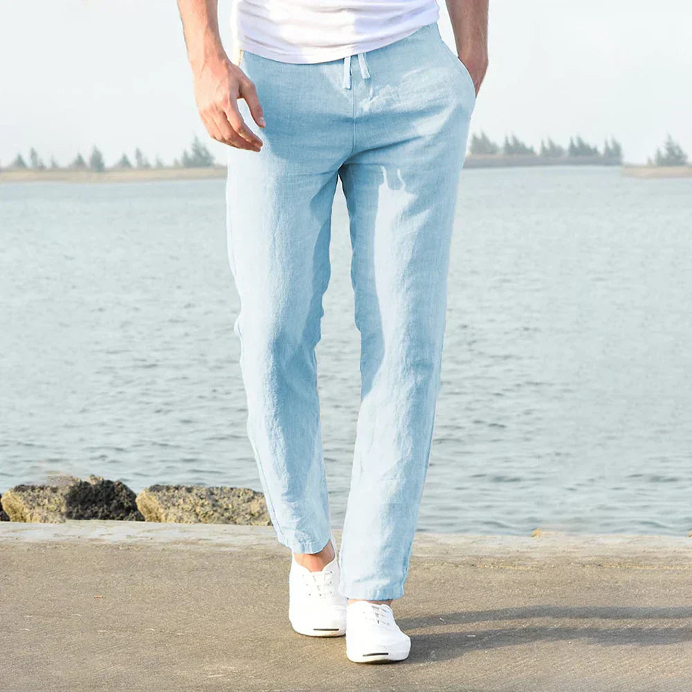 Atmungsaktive Sommerhosen aus Leinen für Frauen, perfekt für warme Tage und luftige Outfits.