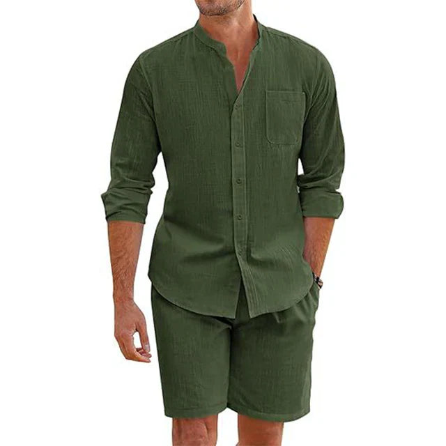 Bequemes Herren-Hemd und Shorts-Set für den Sommer – luftig, stilvoll und perfekt für warme Tage.