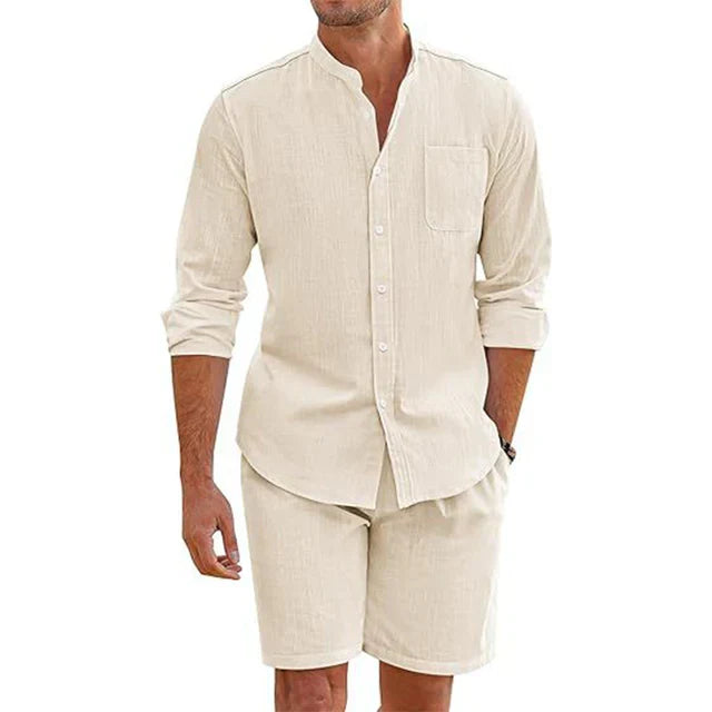 Bequemes Herren-Hemd und Shorts-Set für den Sommer – luftig, stilvoll und perfekt für warme Tage.
