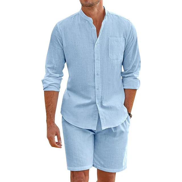 Bequemes Herren-Hemd und Shorts-Set für den Sommer – luftig, stilvoll und perfekt für warme Tage.
