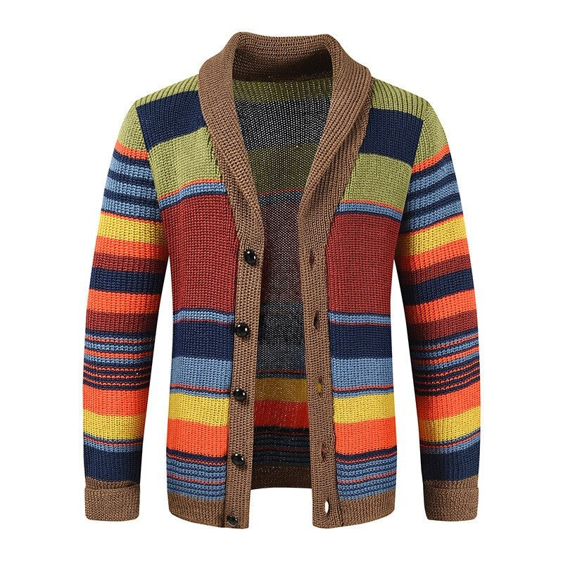 Bunte Strickjacke für Männer, ideal für kühle Herbstabende und gemütliche Wintertage