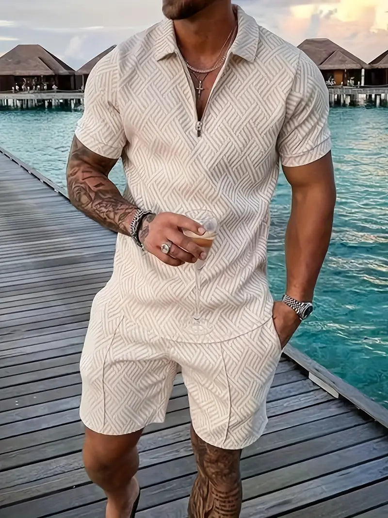 Coole Shorts und Hemd-Set für Männer, perfekt für den Sommerurlaub oder Freizeitaktivitäten