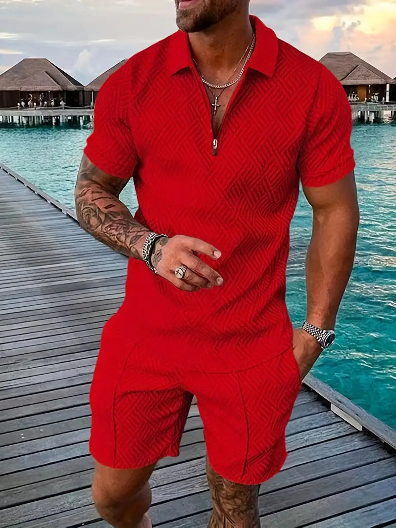 Coole Shorts und Hemd-Set für Männer, perfekt für den Sommerurlaub oder Freizeitaktivitäten