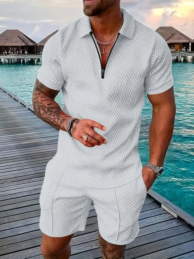 Coole Shorts und Hemd-Set für Männer, perfekt für den Sommerurlaub oder Freizeitaktivitäten