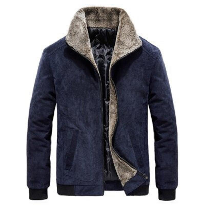 Herrenjacke aus Denim mit warmem Fleece-Innenfutter, ideal für Wintertage