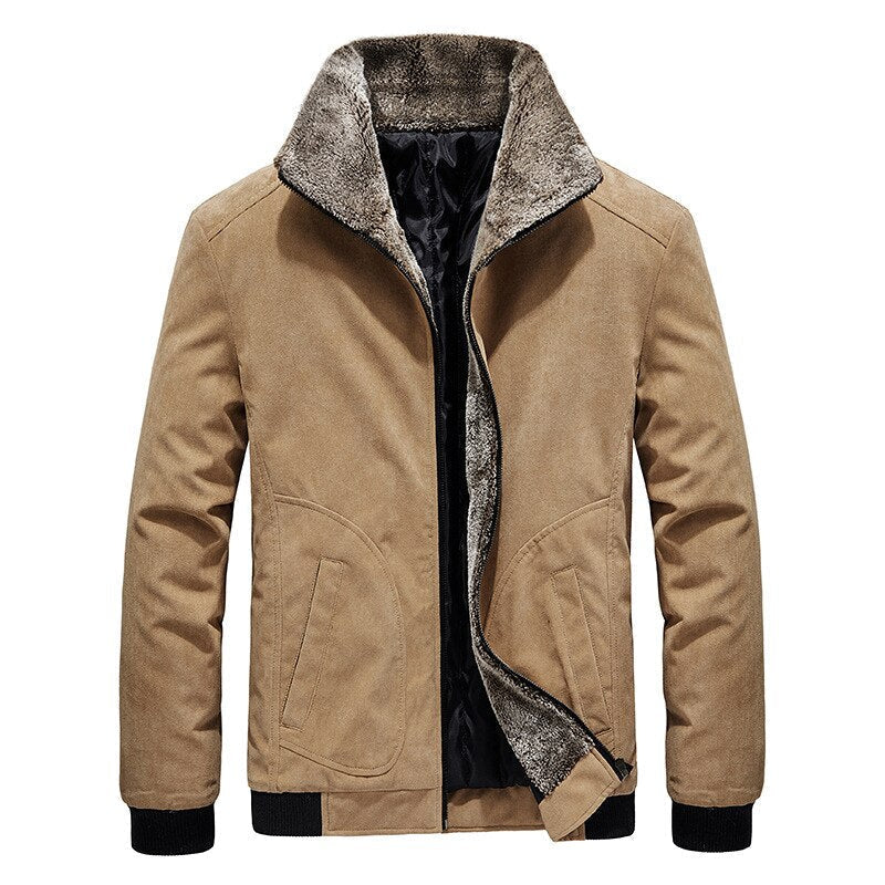 Herrenjacke aus Denim mit warmem Fleece-Innenfutter, ideal für Wintertage