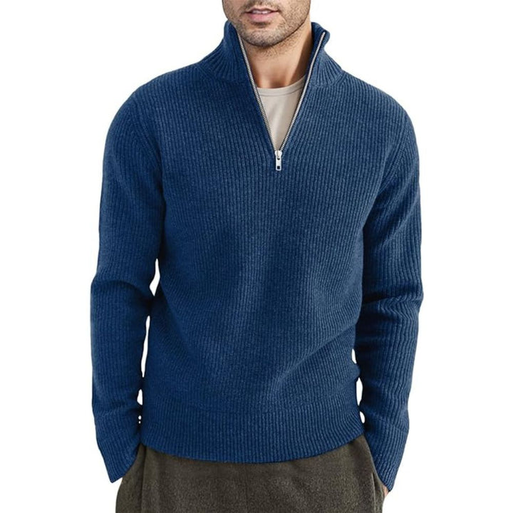 Dicker Pullover mit Reißverschluss für Herren, ideal für Herbst und Winter, bietet Wärme und Komfort.