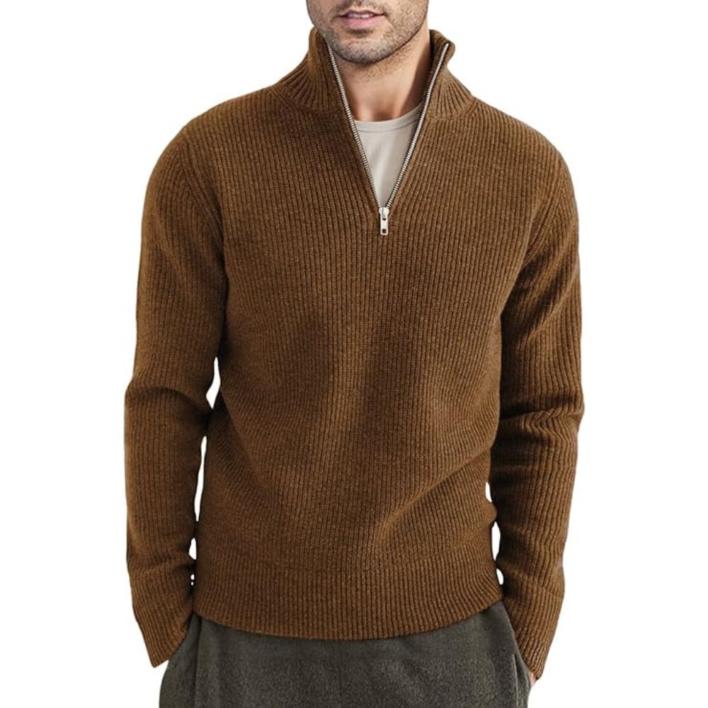 Dicker Pullover mit Reißverschluss für Herren, ideal für Herbst und Winter, bietet Wärme und Komfort.