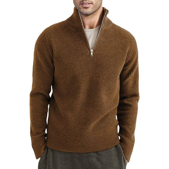 Dicker Pullover mit Reißverschluss für Herren, ideal für Herbst und Winter, bietet Wärme und Komfort.