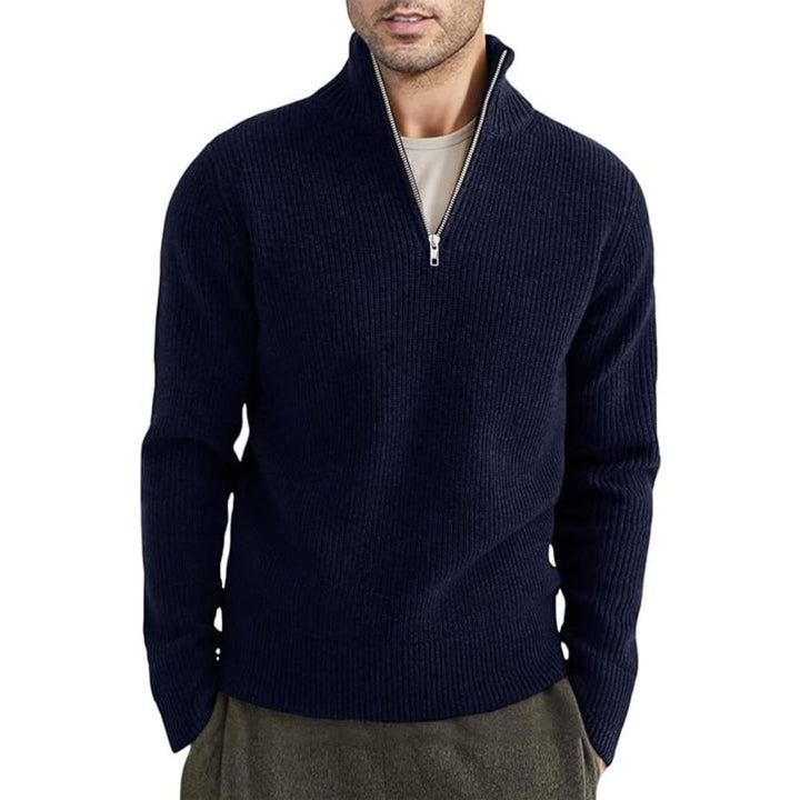 Dicker Pullover mit Reißverschluss für Herren, ideal für Herbst und Winter, bietet Wärme und Komfort.
