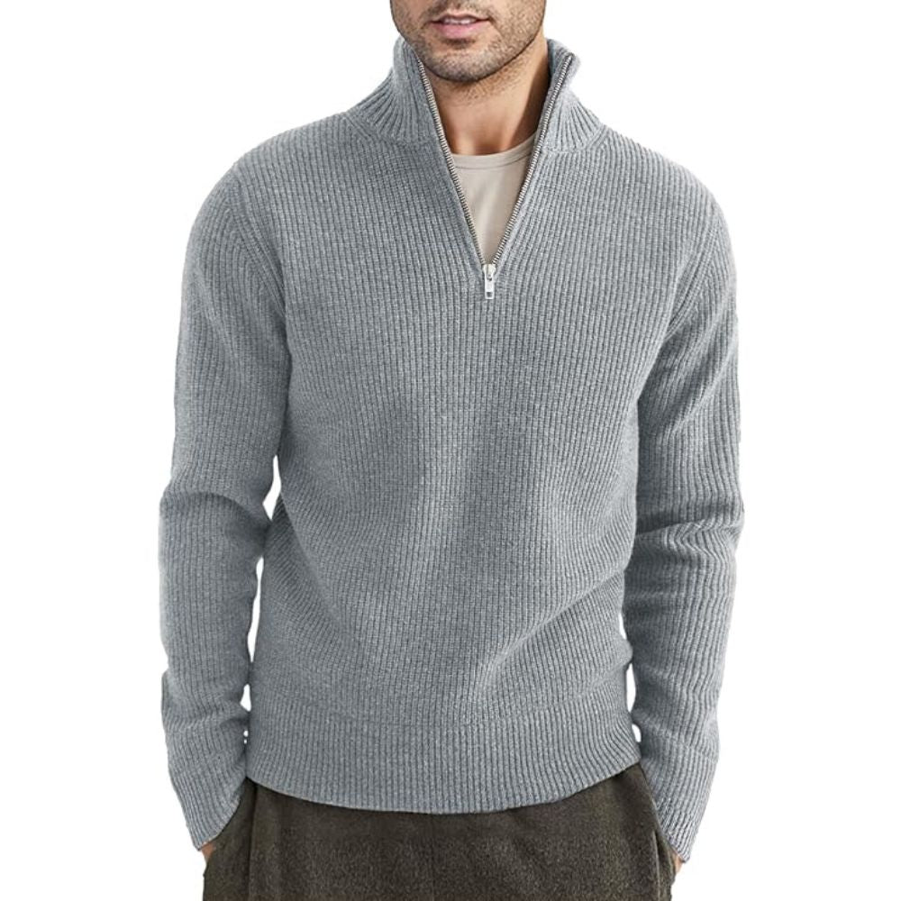 Dicker Pullover mit Reißverschluss für Herren, ideal für Herbst und Winter, bietet Wärme und Komfort.