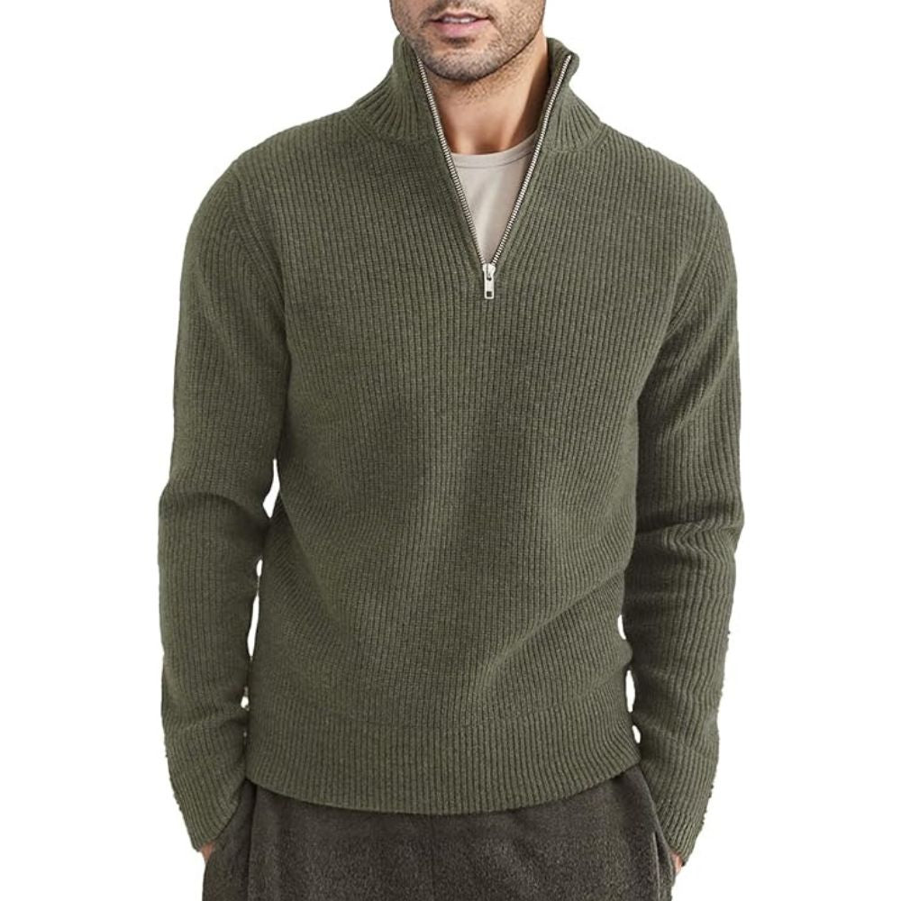 Dicker Pullover mit Reißverschluss für Herren, ideal für Herbst und Winter, bietet Wärme und Komfort.