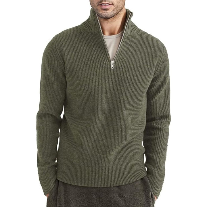 Dicker Pullover mit Reißverschluss für Herren, ideal für Herbst und Winter, bietet Wärme und Komfort.