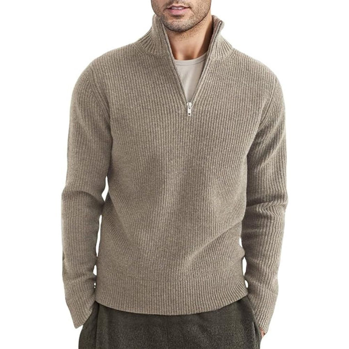 Dicker Pullover mit Reißverschluss für Herren, ideal für Herbst und Winter, bietet Wärme und Komfort.