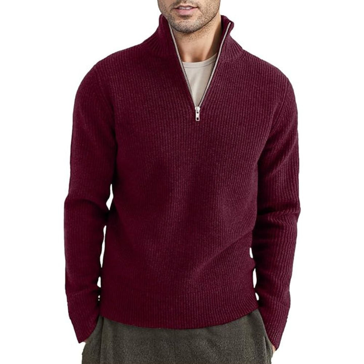 Dicker Pullover mit Reißverschluss für Herren, ideal für Herbst und Winter, bietet Wärme und Komfort.