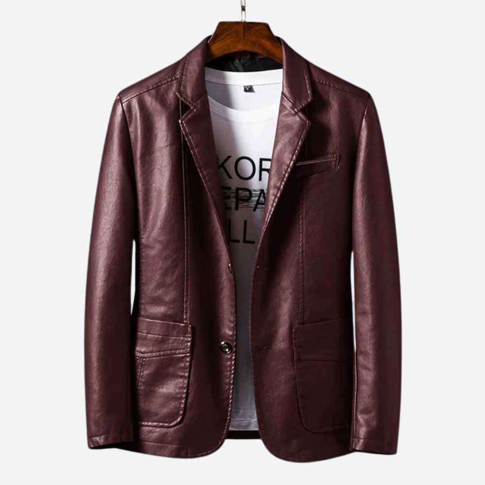 Hochwertiger Lederblazer mit klassischem Design, perfekt für elegante Anlässe