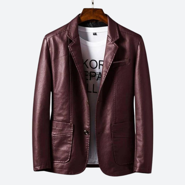 Hochwertiger Lederblazer mit klassischem Design, perfekt für elegante Anlässe