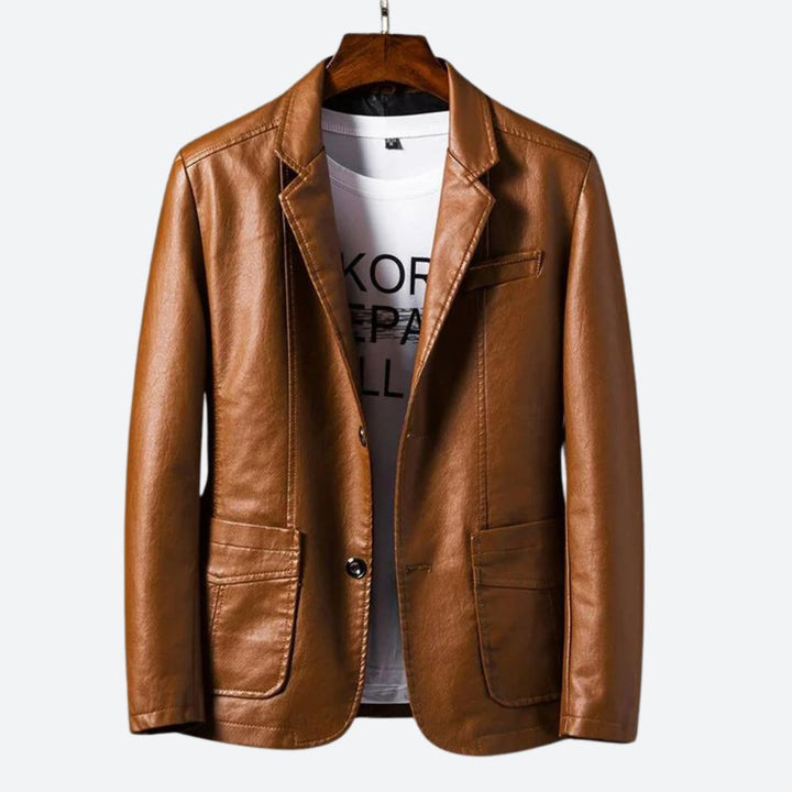 Hochwertiger Lederblazer mit klassischem Design, perfekt für elegante Anlässe