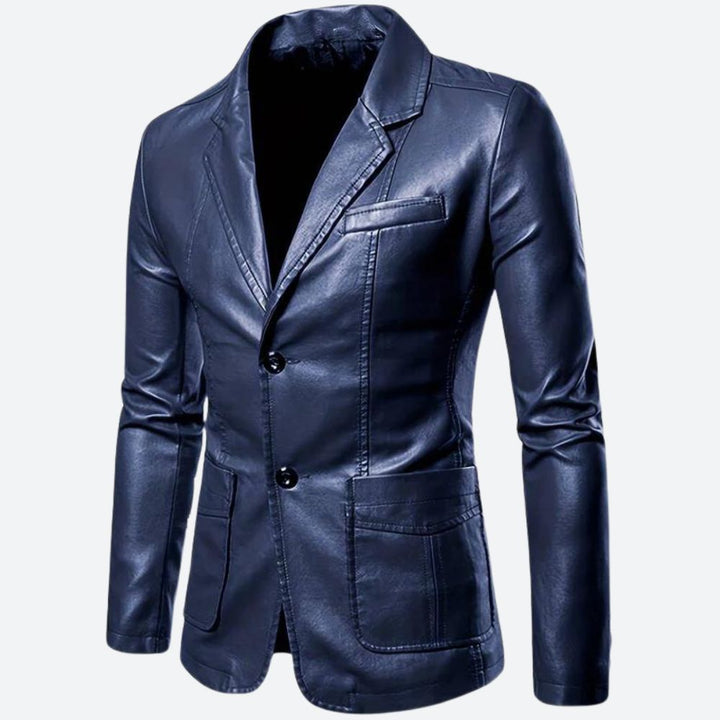 Hochwertiger Lederblazer mit klassischem Design, perfekt für elegante Anlässe