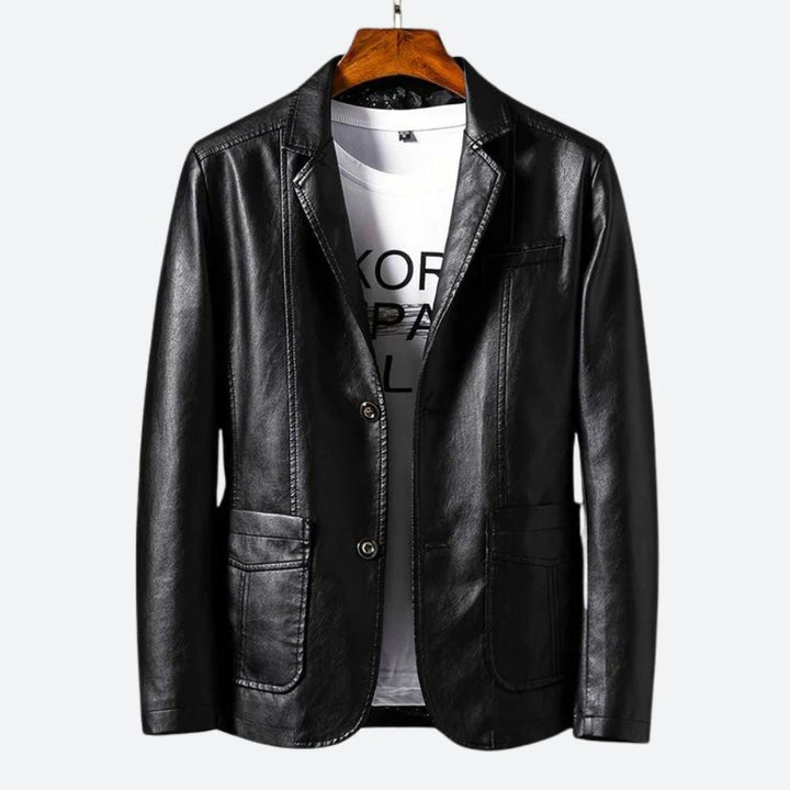 Hochwertiger Lederblazer mit klassischem Design, perfekt für elegante Anlässe