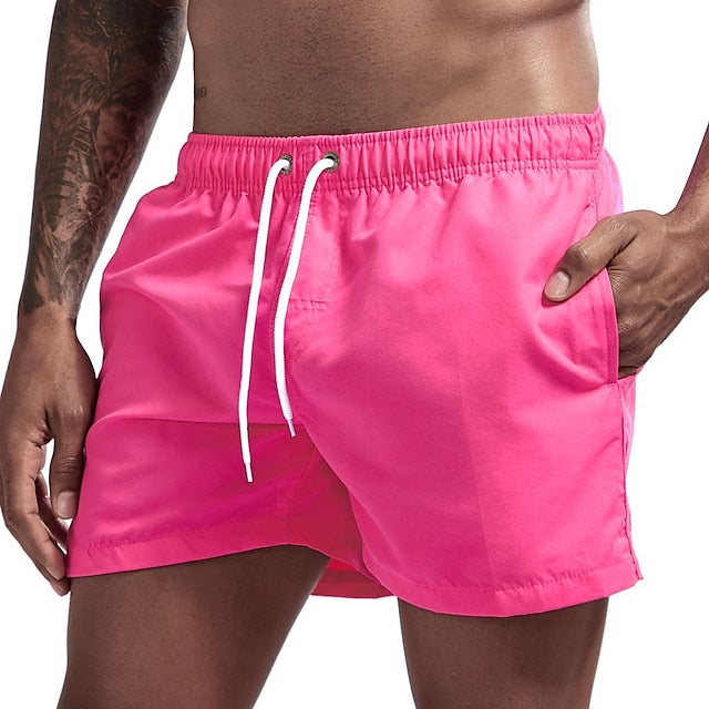 Einfarbige Strandshorts mit Kordelzug für Männer, bequem und vielseitig für Sommertage.