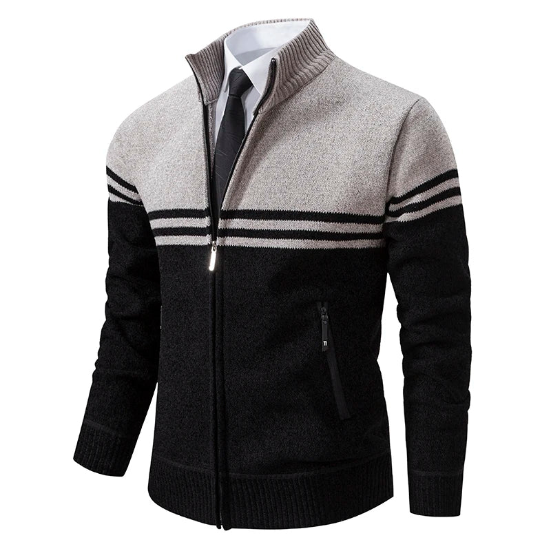 Elegante Herren-Strickjacke, ideal für stilvolle und warme Herbst- und Wintertage.