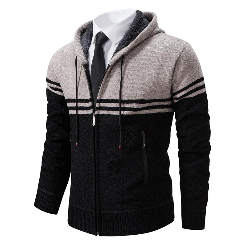 Elegante Herren-Strickjacke, ideal für stilvolle und warme Herbst- und Wintertage.