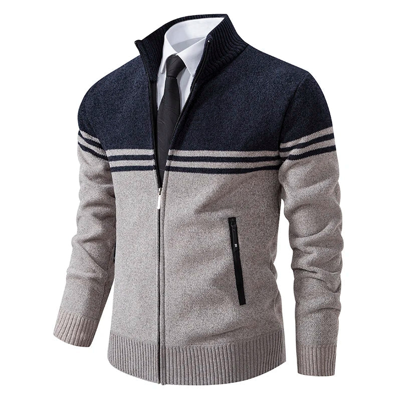Elegante Herren-Strickjacke, ideal für stilvolle und warme Herbst- und Wintertage.