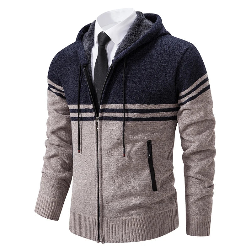 Elegante Herren-Strickjacke, ideal für stilvolle und warme Herbst- und Wintertage.