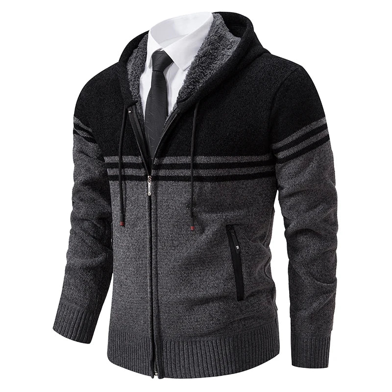 Elegante Herren-Strickjacke, ideal für stilvolle und warme Herbst- und Wintertage.