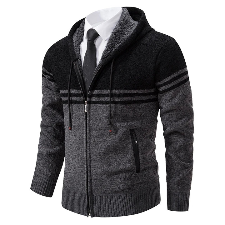 Elegante Herren-Strickjacke, ideal für stilvolle und warme Herbst- und Wintertage.