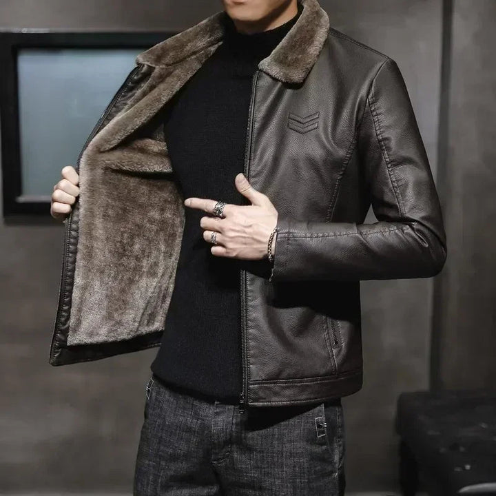 Elegante Herren-Lederjacke aus hochwertigem Material für stilvolle Auftritte