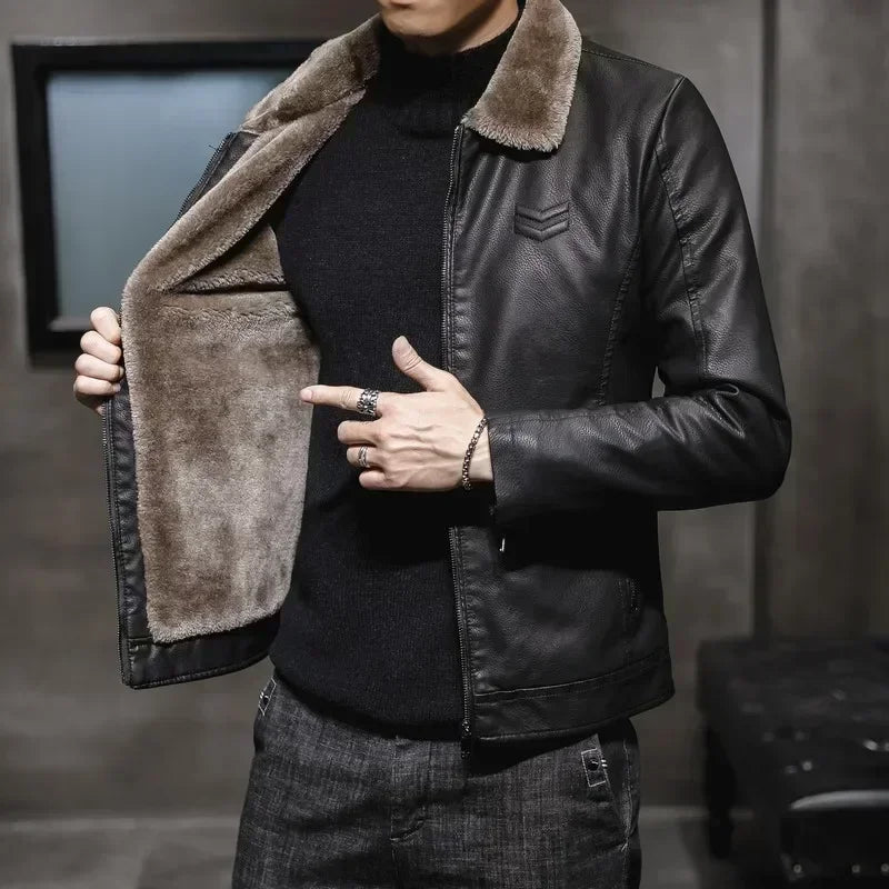 Elegante Herren-Lederjacke aus hochwertigem Material für stilvolle Auftritte