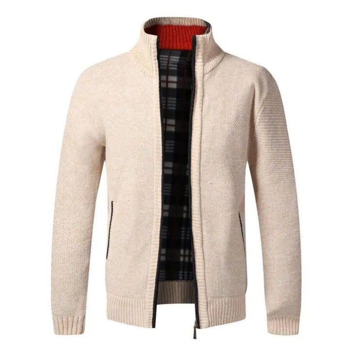Elegante warme Fleece-Strickjacke für Herren – perfekter Mix aus Komfort und Stil für kühle Herbst- und Wintertage.