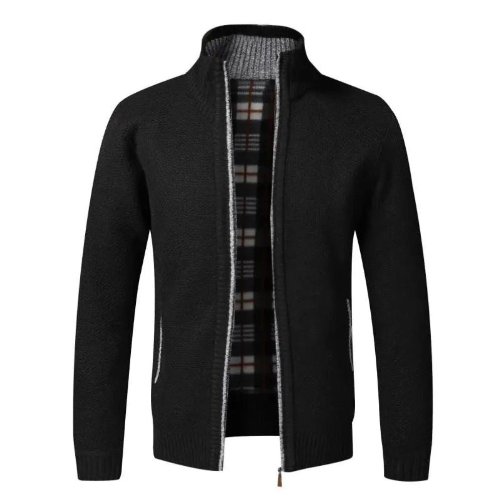 Elegante warme Fleece-Strickjacke für Herren – perfekter Mix aus Komfort und Stil für kühle Herbst- und Wintertage.