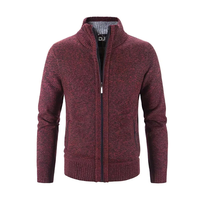 Elegante warme Herrenstrickjacke mit Reißverschluss – zeitloses Design und komfortabler Schutz.