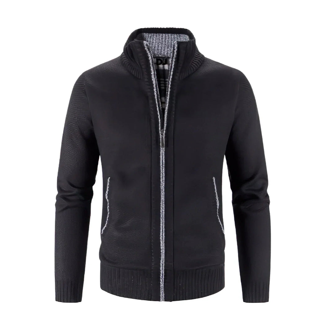 Elegante warme Herrenstrickjacke mit Reißverschluss – zeitloses Design und komfortabler Schutz.