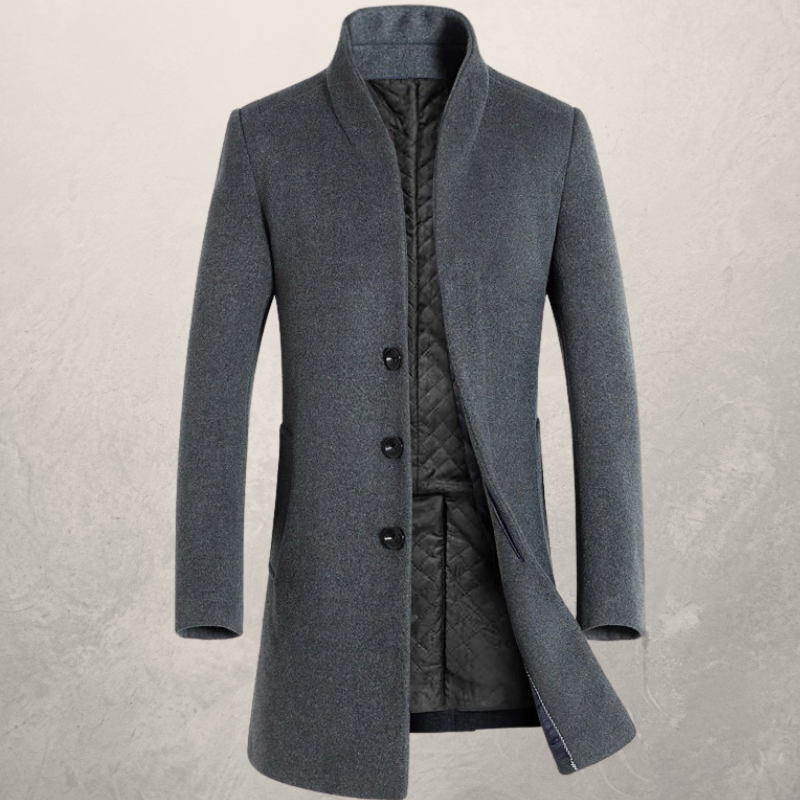 Eleganter Herrenmantel in klassischem Design, perfekt für kalte Herbst- und Wintertage