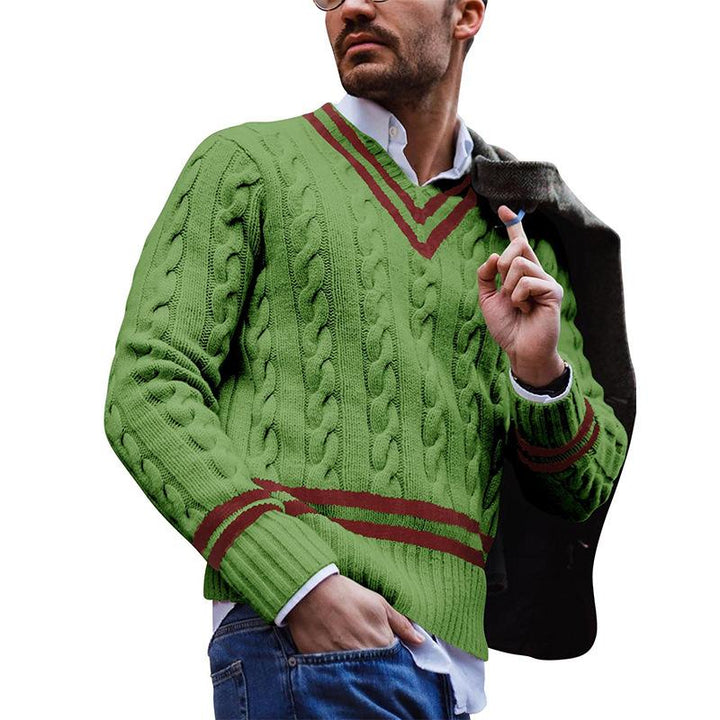 Eleganter Strickpullover mit V-Ausschnitt für Männer, stilvoll und warm für Herbst- und Wintertage