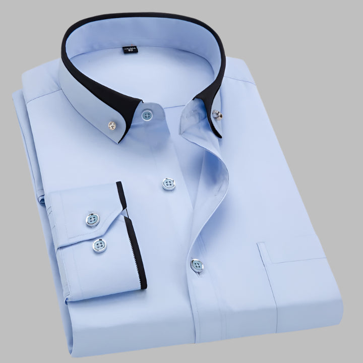 Elegantes Langarmhemd für Männer mit hochwertigem Stoff und stilvollem Schnitt.