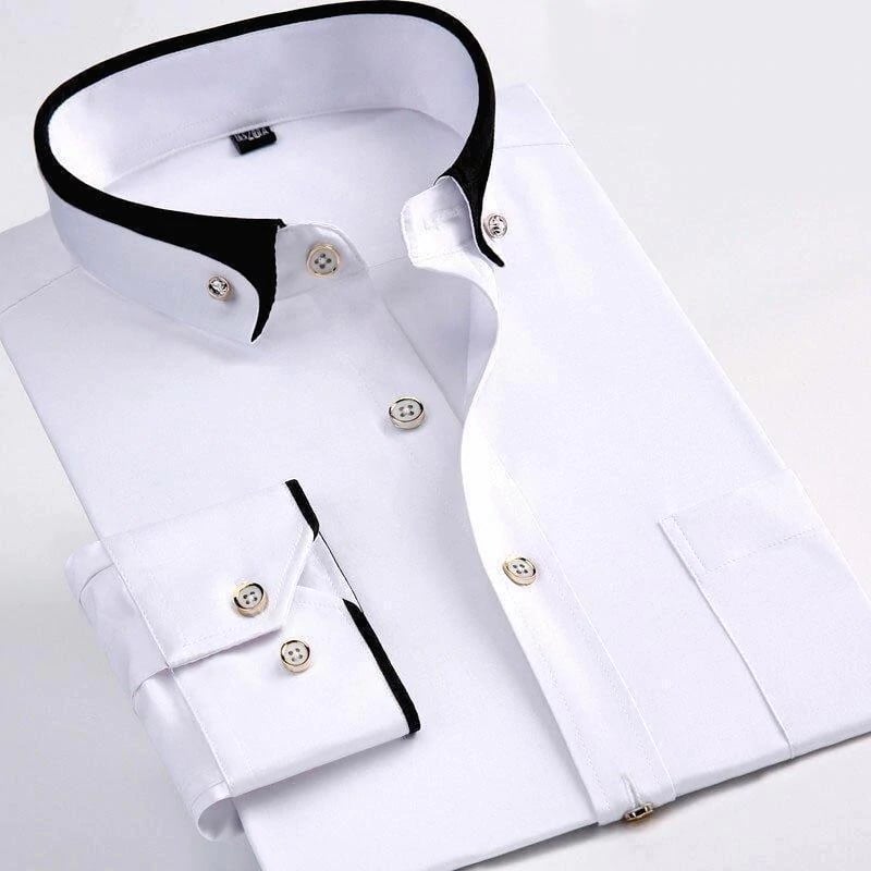 Elegantes Langarmhemd für Männer mit hochwertigem Stoff und stilvollem Schnitt.