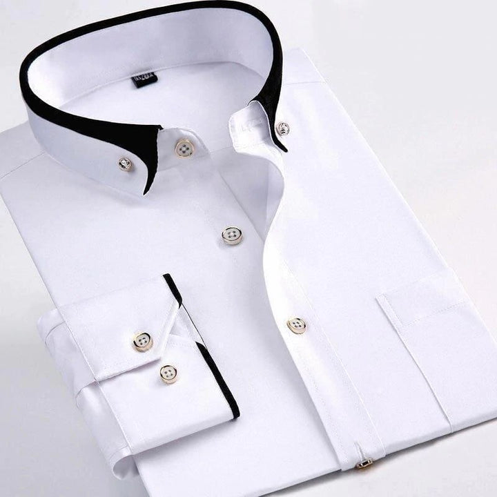 Elegantes Langarmhemd für Männer mit hochwertigem Stoff und stilvollem Schnitt.