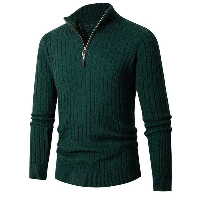 Gestreifte Weste mit halbem Reißverschluss für Männer – ideal für kühle Herbst- und Wintertage.