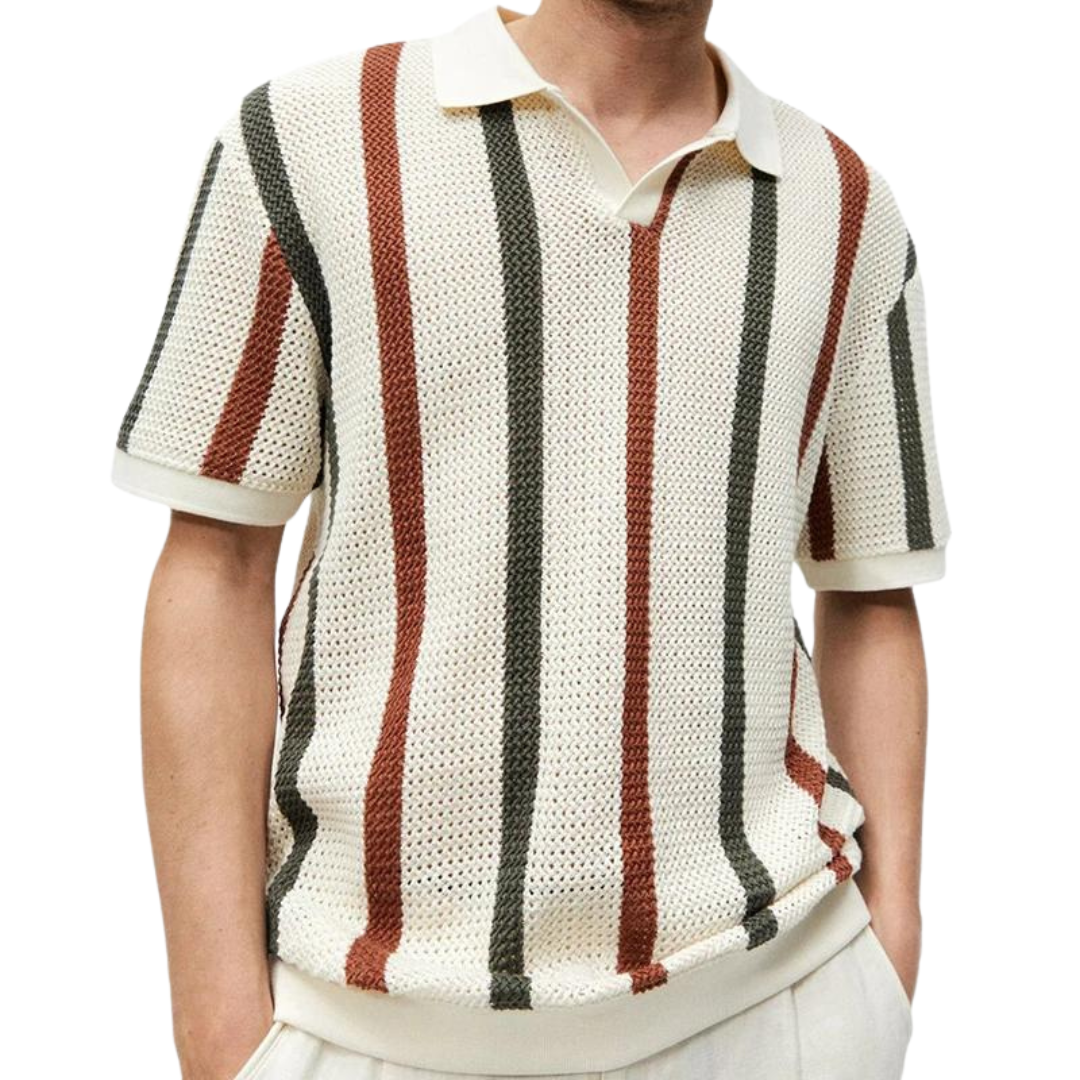 Gestreiftes Herren-Sommerstrickhemd – leicht, atmungsaktiv und ideal für warme Tage